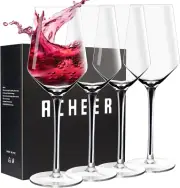 Crystal Wine Glasses Set of 4 - Hand Blown Red Wine or White Wine Glass - 14Oz -