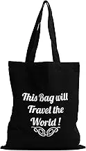 PHOENA Tote Bag Shopping Bag Everyday Bag Grocery Bag Reusable Bag Organic Cotton Canvas Eco Friendly Sustainable Shoulder Bag Multipurpose Bag Travel Bag Gym Bag '' This Bag will Travel the World ",