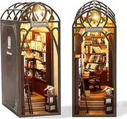Library DIY Book Nook Kit – Wooden Miniature Bookshelf Insert with LED Lights | 3D Book Nook Craft Kit for Adults & Teens, Ideal for Book Lovers and Hobbyists