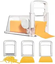 Cheese Slicer, Cheese Cutter, 4 in 1 Cheese Storage Cutter with Handle, Manual Butter Cutter, Large Capacity Cheese Chopper with Storage Graterfor Home Kitchens (White)
