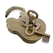 large PADLOCK BATAVIA large Vintage old stye padlock solid brass keys heavy 5" B