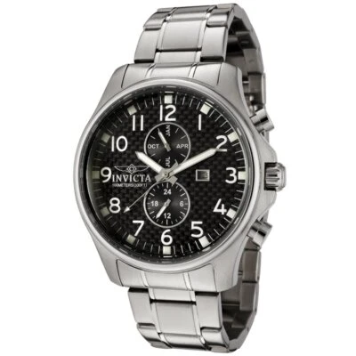 Invicta 0379 Mens Specialty II Collection GMT Month/Date Black Dial SS Watch