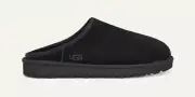 UGG CLASSIC SLIP-ON BLACK SUEDE SHEEPSKIN MEN'S COMFORT SLIPPERS US SIZE 10