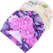 [Beavorty] Boys and Girls Turban Hat Flower Pattern Cap Cotton Newborn Hats Comfortable Headwear