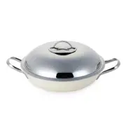 Edelco 3 Layer high quality stainless steel ceramic coated wok steamer Ivory 11i