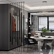 Room Divider Wall Divider Post Indoor, Partition Screen for Home Office - 7pcs, Black Separator Metal Slats, Iron Separation Column for Office Bedroom - 155-300cm(7pcs-A,245cm/97in/8.04ft)