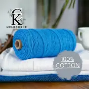 4MM 3ply macrame cord AQUA BLUE High Quality Soft Cotton Rope Yarn Melbourne