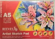 Reeves A5 Artists Sketch Pad 5.84 x 8.25 inch 80 lb paper ~ 25 Sheets-NEW sealed
