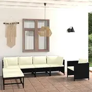 Garden Lounge Set, Outdoor Chairs, Poly Rattan, Small Patio Furniture, Bench, Wicker, 7 Piece Sofa Set with Cushions