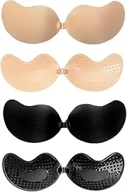 [QBNOVA] 2Pcs Adhesive Bra，Mango Type Sticky Bra，Backless Adhesive Strapless，Women Invisible Lifting Bra，Reusable Bra