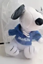 Metlife Peanuts Snoopy Plush Blue Hoodie New in Sealed Package