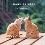 Set Orange Tabby Cat Figurine Salt Pepper Shaker Ceramic Kitchen Collect Home