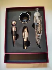Magodoa Home - Wine Bottle Corkscrew, Cork, Pour Spout 4 Piece Set - Great Gift