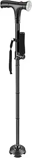 Walking Stick with LED Light Folding Walking Cane Double Handle Walking Cane Stick Height Adjustable Nonslip Base for Men Women Home Hiking