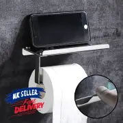 Towel Bathroom Stainless Steel Hook Toilet Roll Holder Paper Shelf Wall Mounted