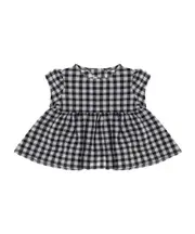 Il Gufo Gingham Seersucker Top 8Y,2Y,12M navy blue