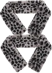 [Healvian] 2pcs Leopard Faux Fur Scarf Cozy Winter Collar Scarves for Women Chic Holiday Accessory Fluffy Neck Warmers Soft and Stylish for Fall and Winter Outings