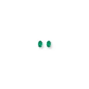 14k White Gold 6x4mm Oval Emerald Earrings