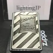 Zippo Art Metal Logo Package Design 2 Silver Brass Lighter Regular Case Japan