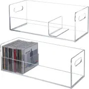 Modern Premium Clear Acrylic Stackable CD Holder Racks with Cutout Carrying Hand