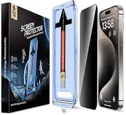 MAGIC JOHN 2 Pack for iPhone 15 Pro Max 6.7 inch Privacy Glass Screen Protector, Auto Dust-Elimination Installation, Bubble Free, Easy Installation
