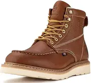 [SUREWAY] 6” Wedge Moc Toe Work Boots for Men - Soft Toe, Premium Full-Grain Leather, Lightweight Work Boots/Shoes, Comfort Insole, Superior Oil/Slip Resistant, Real Goodyear, EH Rated Industrial Construction Boots
