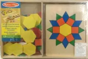Melissa Doug Pattern Blocks and Boards - Classic Toy With 120 Solid Wood Shapes