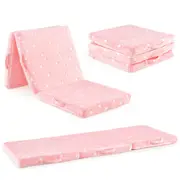 Costway 3-Fold Luminous Sofa 3-in-1 Mat Mattress Lounger w/Washable Flannel Cover Gaming Furniture