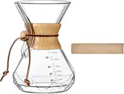 Puricon Pour Over Coffee Maker with Paper Filter 40 Sheets, Holds 4 to 6 Cups, 28oz Coffee Dripper Set Borosilicate Glass Coffee Carafe Brewer, Coffee Server for Home Café Restaurant