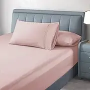 Luxton 1000TC Egyptian Cotton Fitted Sheet Set King Single Size Pink Color 40cm Deep Pocket Breathable Cotton Sateen Combo Fitted Sheet 2PCS Set NO Flat Sheet (King Single Size, Pink)