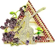 [muiot] Elegant Rhinestone Metal Enamel Sorority Jewelry girl flower Lapel Pin Brooch, Metal, crystal