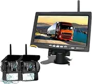 Wireless Backup Rear View Camera System 7" Monitor Night Vision Compatible for RV Truck Bus(Two Cameras kit)