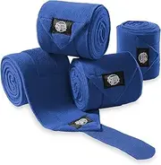 SmithBuilt Equine Fleece Polo Wraps, Blue - (Set of 4) Horse Leg Bandages