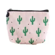5 Pcs Mini Cute Kids Coin Wallet Cactus Printing Women Coin Purse Key Holder Fashion Canvas Coin Purses