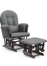Storkcraft Glider Ottoman Set Tuscany Espresso W/ Gray Swirl Cushion