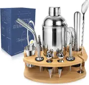 Cocktail Shaker Set Bartender Kit 14 Piece with Stand and Tools