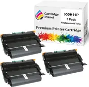 3 Pack Compatible Toner Cartridge for Lexmark T650H11P (25,000 Pages) for Lexmark T650DN T650DTN T650N T652DN T652DTN T654DN T654DTN T656DNE