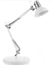 Metal Swing Arm Desk Lamp, Multi-Joint, Adjustable Arm, White Finish