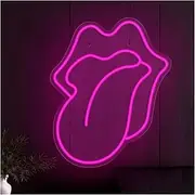 Hanging Art Neon Signs Large Tongue LED Neon Light Acrylic Sign USB Dimmer Switch for Party Bar Club Wall Art Decor Night Lamps 32cmx40cm