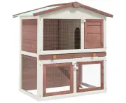 Spacious Two-Tier Wooden Rabbit Hutch with Waterproof Roof and Ramp