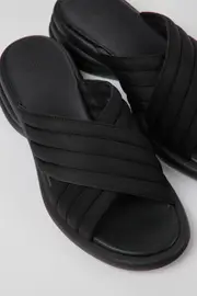 Spiro Black textile sandals for women