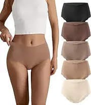 [SHARICCA] Seamless Briefs Underwear Women's High Waist Comfortable Seamless Hipster Briefs No Show Underpants Women's Panties Multipack