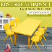 Large Kids Toddler Children Yellow Activity Table and 6 Yellow Chairs 120x60cm L