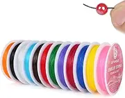 12colors Elastic Bracelet String for Bracelets Making – 0.8mm Stretchy Clear Bead Cord - Stretch Braclet Thread for Kandi Clay Beads Crystal Make Jewelry, Beading Strings Strong (12Rolls 12colors)