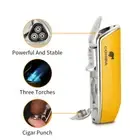 Windproof Metal Cigar Lighter Punch 3 Jet Flame Torch Lighter Butane Refillable