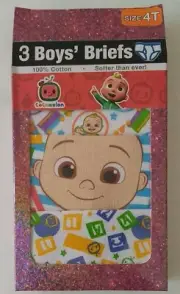 Cocomelon 3 Boys Children's Briefs Underwear Size 4T New In Package / Box