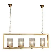 4 Light Brass Iron & Glass Pendant