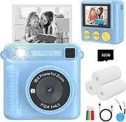 Instant Print Kids Camera - 1080P Selfie Digital Camera, Portable Travel Toy for Boys & Girls Age 3-12, Christmas Birthday Gifts (Blue)