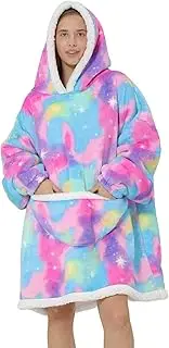 [Generic] Wearable Blanket Hoodie - Cozy Hoodie Blanket with Long Sleeves and Giant Pocket | Poncho Blanket for Bed Sofa Travel Home, Wearable Throw Blanket for Mom Women