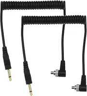 ECSiNG 2PCS Flash Spiral Cable Flash Cord Digital Camera Sync Lead 3.5mm to PC Sync Cord Compatible with Nikon Compatible with Canon Camera Accessories